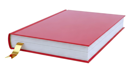 Red Hardcover Book with Gold Bookmark