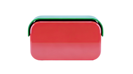 Red Rectangular Food Container with Green Lid