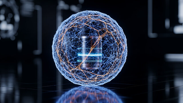 3d render of a blue dna molecule pattern featuring spheres and light lines to create a science technology concept illustration symbol of energy and network - Powered by Adobe