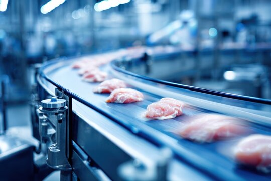 Modern poultry processing plant production line