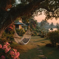 Cozy Hammock in Golden Autumn Setting High Resolution Picture