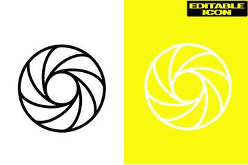 Symmetrical spiral design in black and white isolated on transparent background