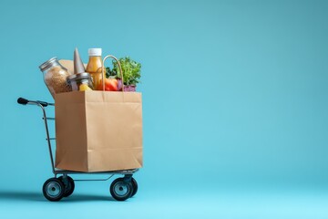 Food delivery service with grocery cart