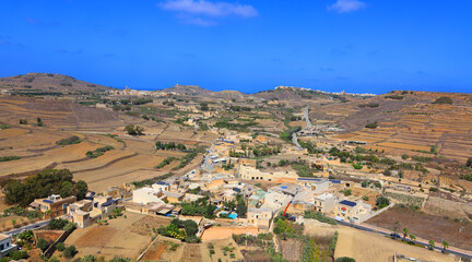 Obraz premium Surrounding countryside seen from the citadel Victoria (Rabat) Gozo Malta Europe.