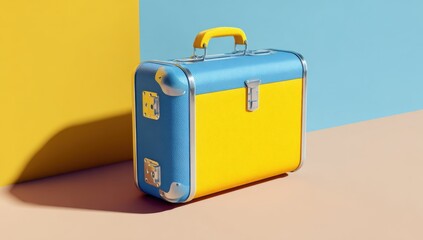 Retro suitcase against a vibrant backdrop