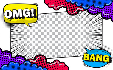 Manga action frame speeding radial lines motion isolated on white background Abstract explosion template banner