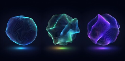 Abstract three-dimensional forms with vibrant, glowing colors