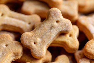 Bone shaped dog biscuits macro closeup