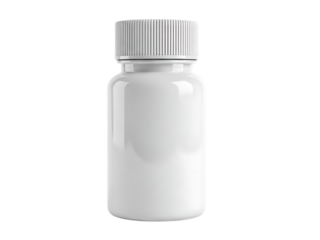 Single white pill bottle with screw cap