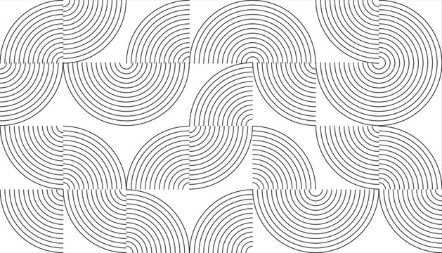 Geometric Pattern of Concentric Arcs and Lines.