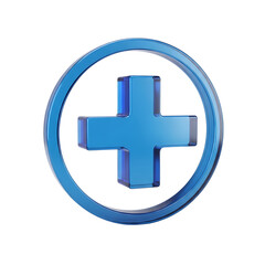 Fototapeta premium Blue plus symbol encased in circle