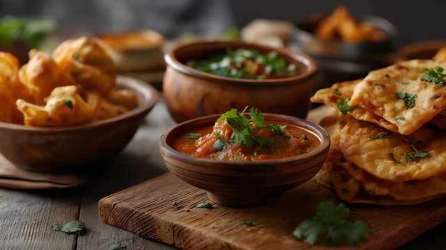 Authentic Indian food and snacks close up