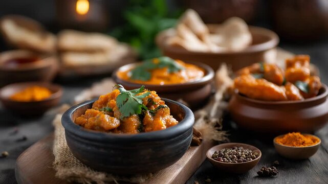 Authentic Indian food and snacks close up