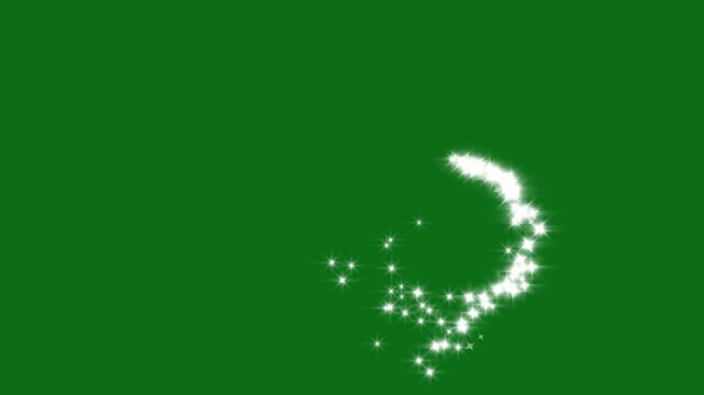 White fairy dust confetti motion animation. magic dust, pixie dust path, christmas stars isolated, luxury white glitter sparkles line trail, magic sparkles glitter line stars on green screen, 4K video
