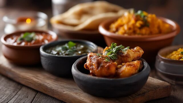Authentic Indian food and snacks close up