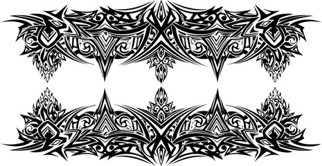 Obraz premium A black and white Celtic knot border design with intricate patterns and silhouettes