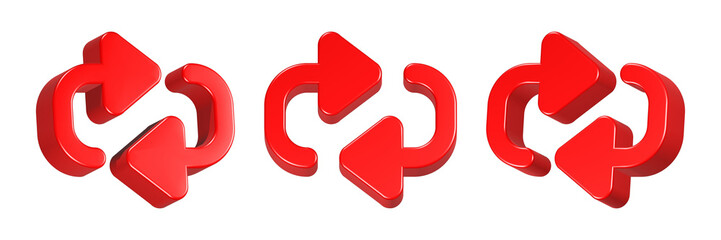 repeat icon 3d render red color