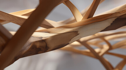 Mechanical concept of strain force deformation illustrated by bent beams and stressed joints, expressing resistance, flexibility, and structural integrity. cinematic color correction, natural