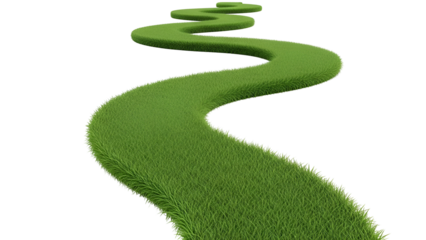 Green Winding Path on White Background