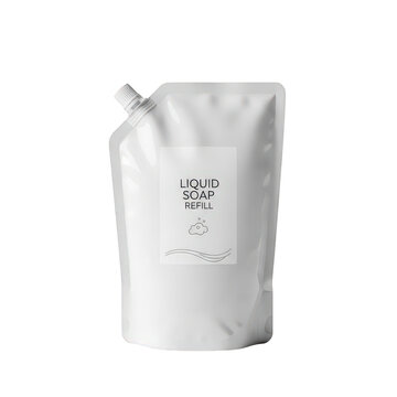 Liquid soap refill pouch isolated on transparent background