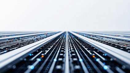 Close-Up View of Server Rack Slots in Data Center