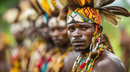 African tribal man wearing a decorated headdress