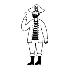 Pirate with hooked hand vector sketch