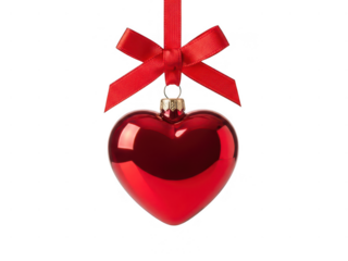 Red heart ornament isolated on transparent background