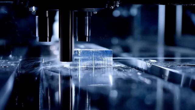 Medium shot of cobalt components undergoing stress testing in a hightech lab showing precise machinery applying force to assess material endurance.