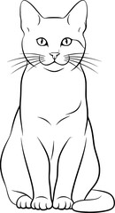 Outline vector drawing of a Cat for coloring book with black line art