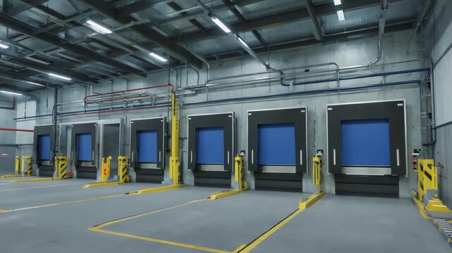 Loading docks in logistics center.