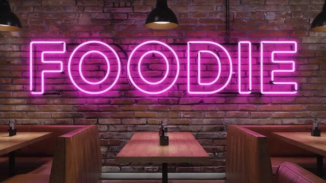 Neon sign for "FOODIES". Foodies.