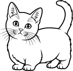 Outline vector drawing of a Cat for coloring book with black line art