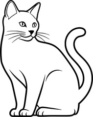 Outline vector drawing of a Cat for coloring book with black line art