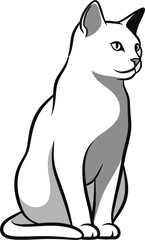 Flat vector illustration of a cat isolated on white background