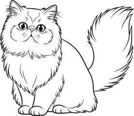 Outline vector drawing of a Cat for coloring book with black line art