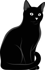 Flat vector illustration of a cat isolated on white background