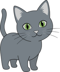 Flat vector illustration of a cat isolated on white background