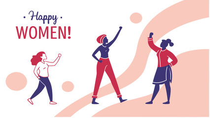 Celebrating the strength and unity of women with empowered poses and a vibrant design
