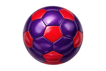 Fototapeta premium Purple and red soccer ball on transparent background, reflecting competition, training, and sports game