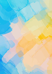 Fototapeta premium Light blue and soft yellow watercolor washes overlap to create a gentle airy artistic background