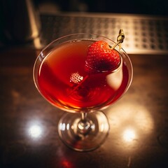 Heart-Shaped Strawberry Cocktail Garnish Luxury Bar