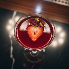 Heart-Shaped Strawberry Cocktail Garnish Luxury Bar