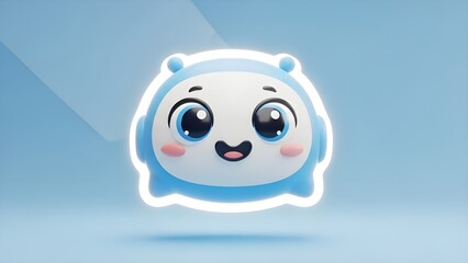 An adorable 3D blue digital assistant character with big, glowing eyes and a cheerful smile. Its round, glowing design gives it a friendly, intelligent, and very modern feel.