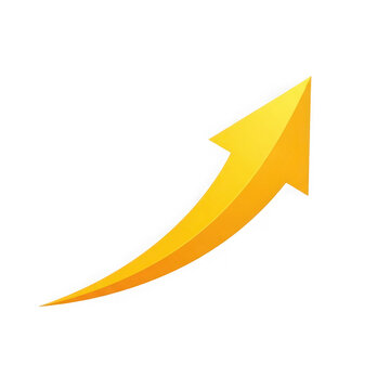 Yellow arrow pointing up isolated on transparent background