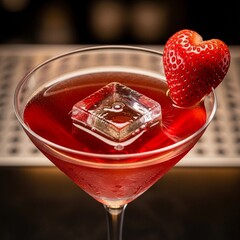 Heart-Shaped Strawberry Cocktail Garnish Luxury Bar