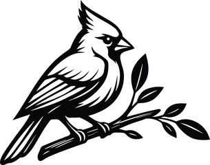 Obraz premium Simple Cardinal Bird Design - Cardinal Silhouette - Sparrow Bird, Sparrow Silhouette Design - Backyard Bird Simple design