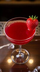 Heart-Shaped Strawberry Cocktail Garnish Luxury Bar