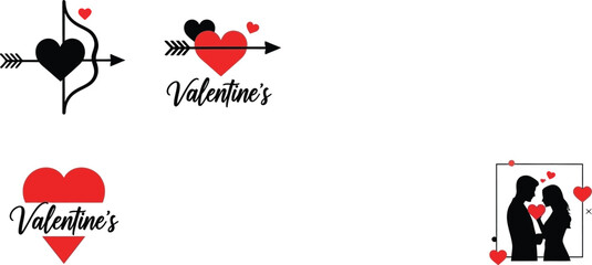 Handwritten Valentine calligraphy on white background with red accents for love celebration