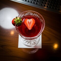 Heart-Shaped Strawberry Cocktail Garnish Luxury Bar